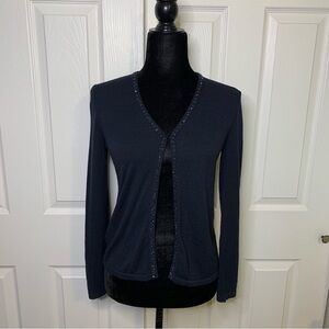 Liz Claiborne Navy Detained Lining Sweater Cardigan